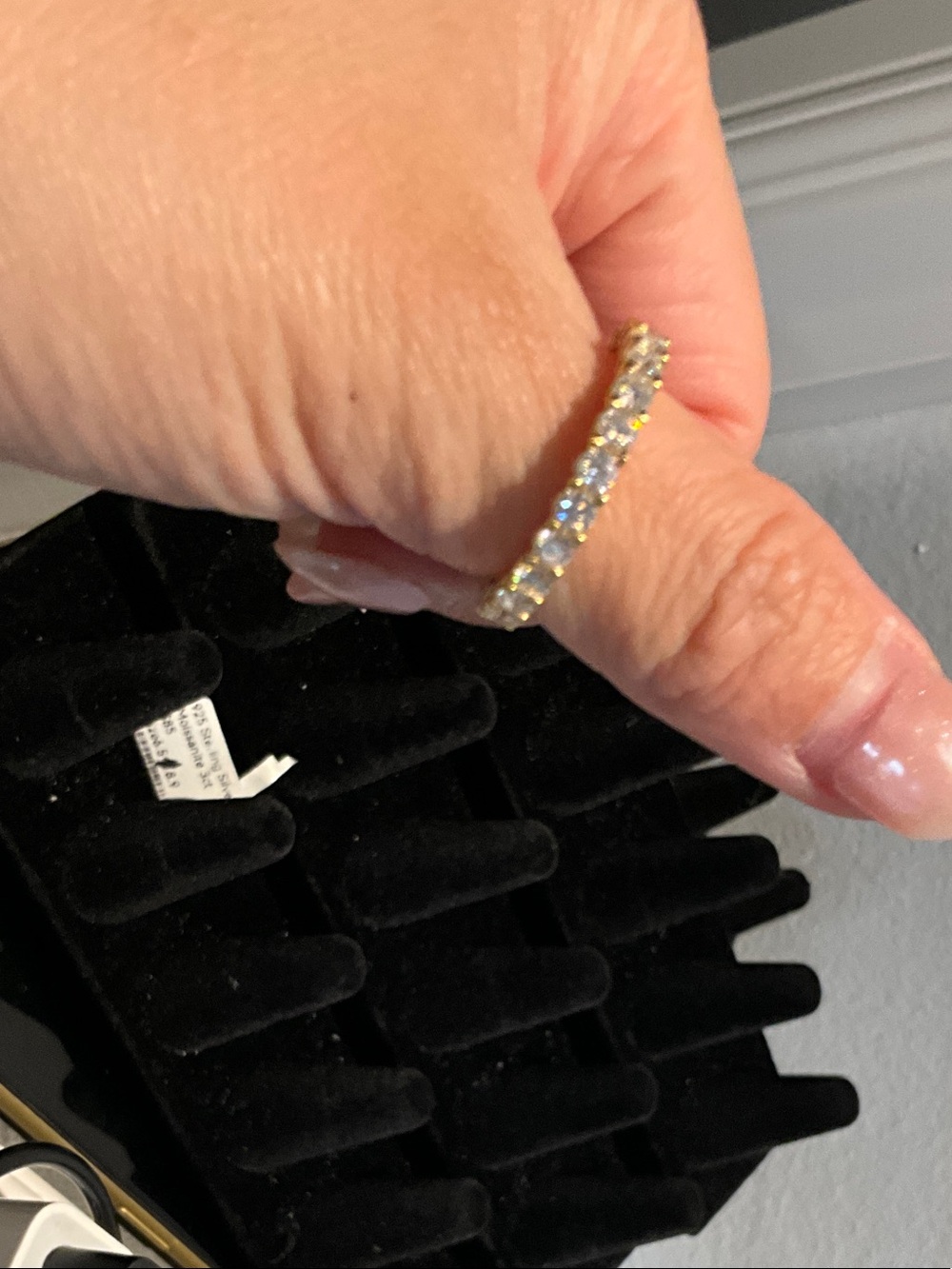 Gold Crystal Eternity Band Ring - Clear Stones